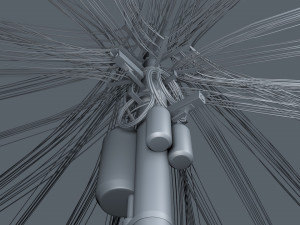 overhead electric cables system pbr Modelo 3D