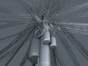 overhead electric cables system pbr 3D Model