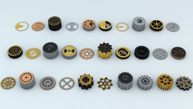 steampunk cogwheels pack 3Dモデル .c4d .max .obj .3ds .fbx .stl .blend 
