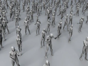 25 personajes humanos de baja poli se agrupan en baja poli. Modelo 3D
