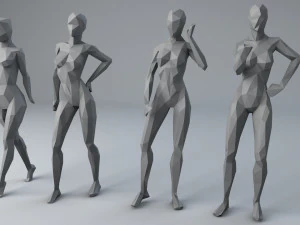 25 personajes humanos de baja poli se agrupan en baja poli. Modelo 3D
