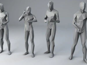 25 personajes humanos de baja poli se agrupan en baja poli. Modelo 3D