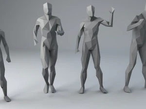 25 personajes humanos de baja poli se agrupan en baja poli. Modelo 3D