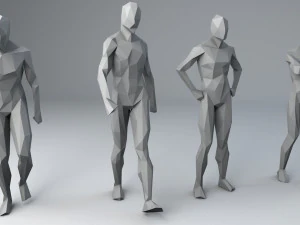 25 personajes humanos de baja poli se agrupan en baja poli. Modelo 3D