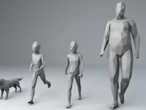 25 personajes humanos de baja poli se agrupan en baja poli. Modelo 3D