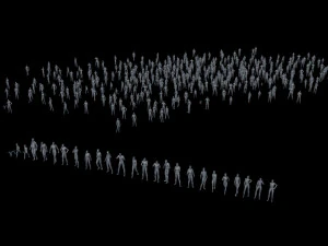 25 personajes humanos de baja poli se agrupan en baja poli. Modelo 3D