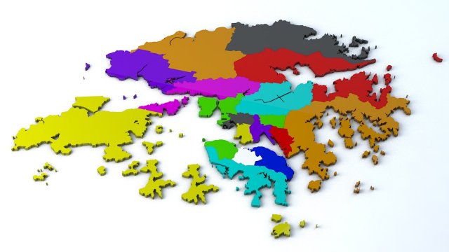 hong kong 18 districts 3Dモデル .c4d .max .obj .3ds .fbx .stl .blend 