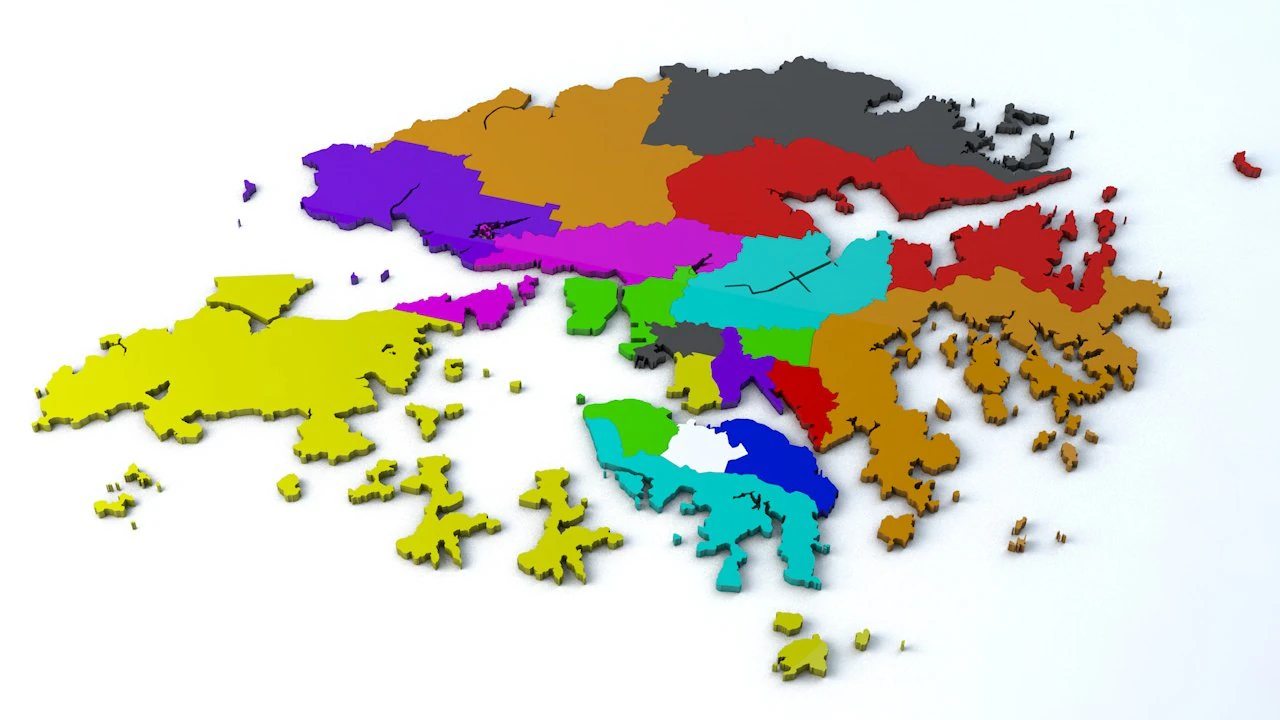 hong kong 18 districts 3D Model .c4d .max .obj .3ds .fbx .stl .blend