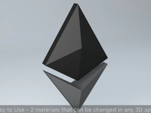 ethereum crypto currency 3d logo low-poly 3D Model
