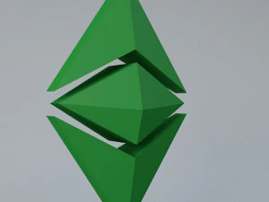 ethereum classic crypto currency 3d logo low-poly 3D Model