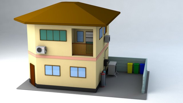 japanese suburban rural house 1 game ready low-poly Modelo 3D .c4d .max .obj .3ds .fbx .stl .blend 