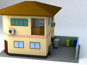 casa rurale suburbana giapponese 1 gioco pronto low-poly Modello 3D