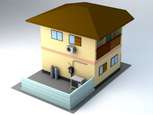 japanese suburban rural house 1 game ready low-poly Modelo 3D
