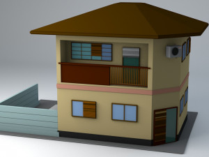 japanese suburban rural house 1 game ready low-poly Modelo 3D