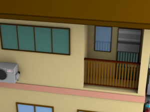 japanese suburban rural house 1 game ready low-poly Modelo 3D
