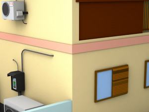 japanese suburban rural house 1 game ready low-poly Modelo 3D
