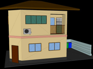 japanese suburban rural house 1 game ready low-poly Modelo 3D