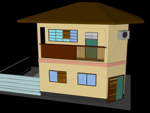 japanese suburban rural house 1 game ready low-poly Modelo 3D