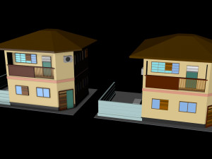 japanese suburban rural house 1 game ready low-poly Modelo 3D