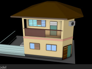 japanese suburban rural house 1 game ready low-poly Modelo 3D