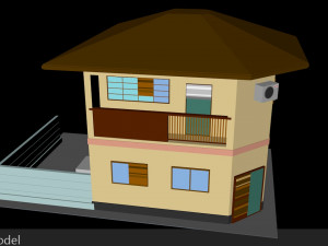 japanese suburban rural house 1 game ready low-poly Modelo 3D