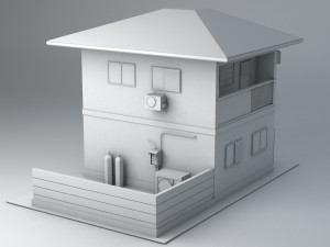 japanese suburban rural house 1 game ready low-poly Modelo 3D