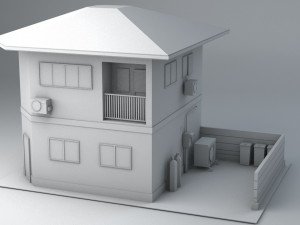 japanese suburban rural house 1 game ready low-poly Modelo 3D