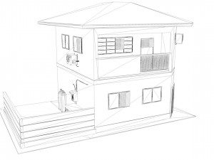 japanese suburban rural house 1 game ready low-poly Modelo 3D