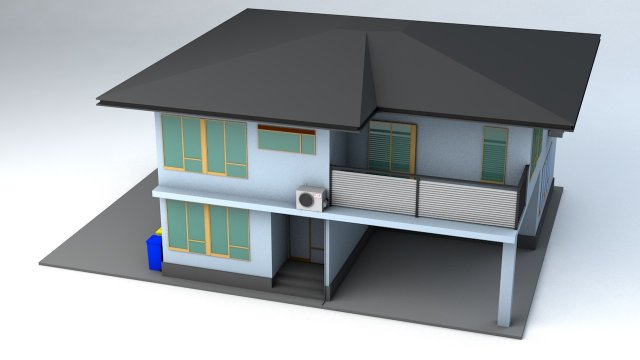 japanese suburban rural house 3 game ready low-poly Modelo 3D .c4d .max .obj .3ds .fbx .stl .blend 