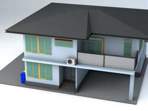 japanese suburban rural house 3 game ready low-poly 3D Model