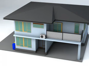 casa rurale suburbana giapponese 3 gioco pronto low-poly Modello 3D
