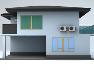 japanese suburban rural house 3 game ready low-poly Modelo 3D