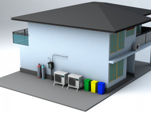 japanese suburban rural house 3 game ready low-poly Modelo 3D