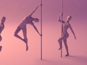 6 pole dancers and 1 dancing couple minimalist low-poly 3D Model