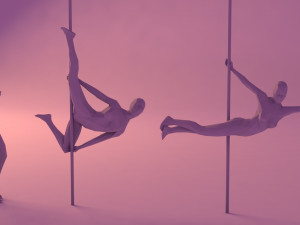 6 pole dancers and 1 dancing couple minimalist low-poly 3D Model