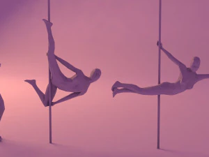 6 pole dancers and 1 dancing couple minimalist low-poly 3D Model