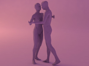 6 pole dancers and 1 dancing couple minimalist low-poly 3D Model