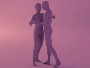 6 pole dancers and 1 dancing couple minimalist low-poly 3D Model