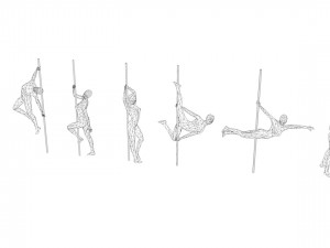 6 pole dancers and 1 dancing couple minimalist low-poly 3D Model