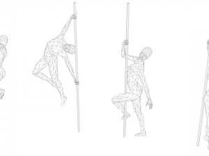 6 pole dancers and 1 dancing couple minimalist low-poly 3D Model