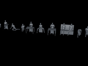 10 sitting and 3 kneeing people minimalist low-poly Model 3D