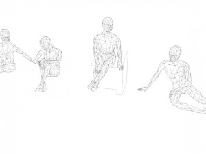 10 sitting and 3 kneeing people minimalist low-poly Model 3D
