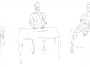 10 sitting and 3 kneeing people minimalist low-poly Model 3D