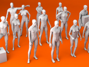 13 standing people minimalist low-poly 3D Model