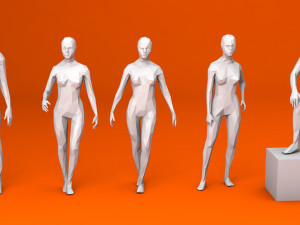 13 standing people minimalist low-poly Modelo 3D
