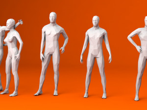 13 standing people minimalist low-poly Modelo 3D