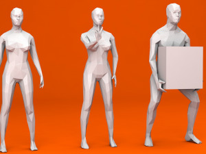 13 standing people minimalist low-poly Modelo 3D