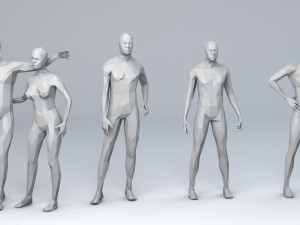 13 standing people minimalist low-poly Modelo 3D