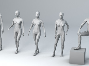 13 standing people minimalist low-poly Modelo 3D