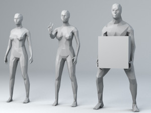 13 standing people minimalist low-poly Modelo 3D